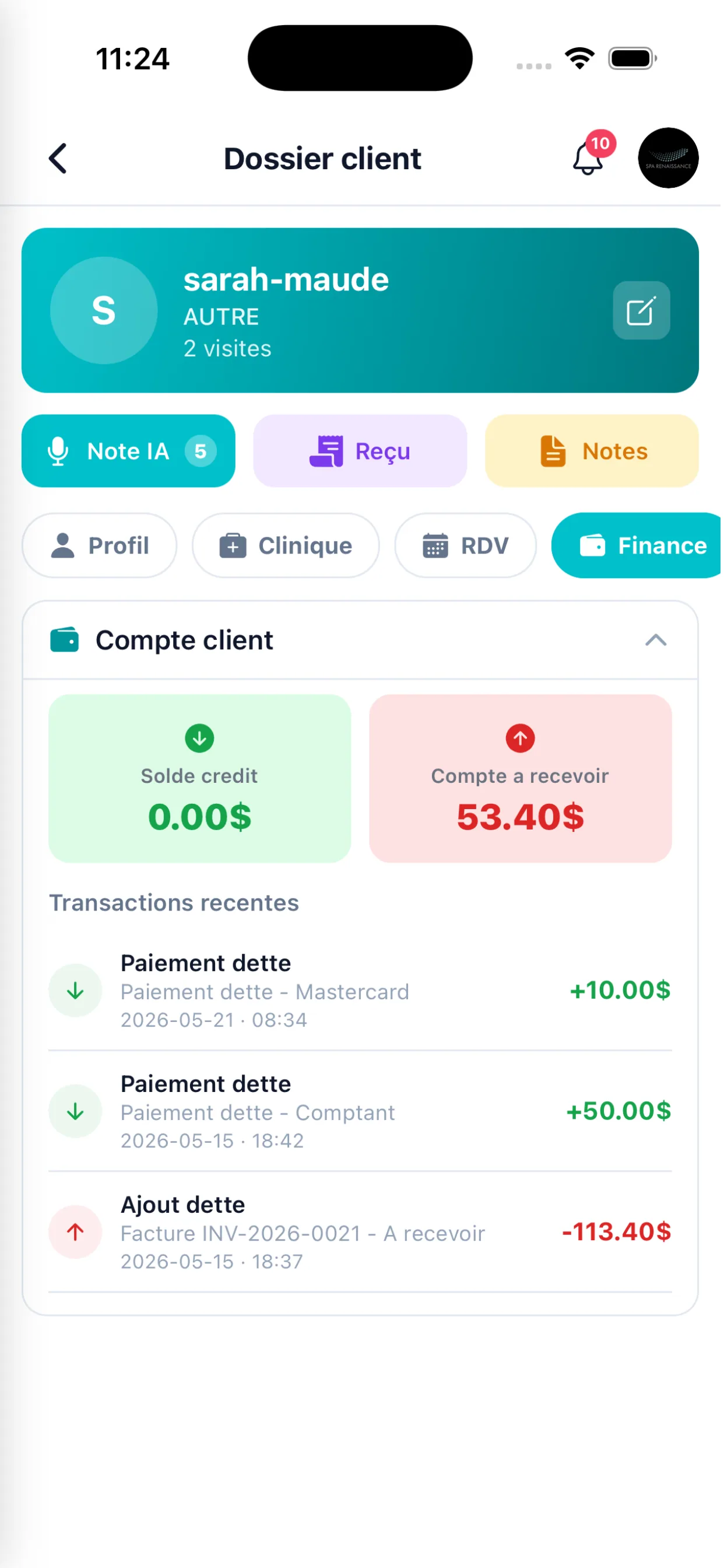 Finances & paiements — mobile